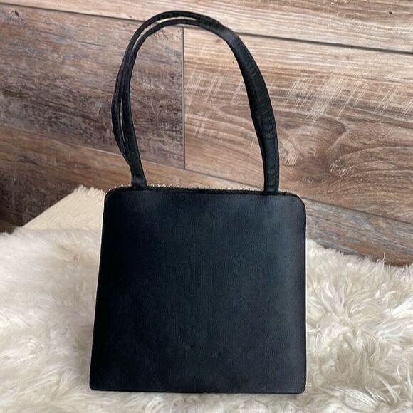 Black Satin Rhinstone Handbag Shoulder Bag Witchy Fairy Whimsical Evening Bag - Picture 4 of 11